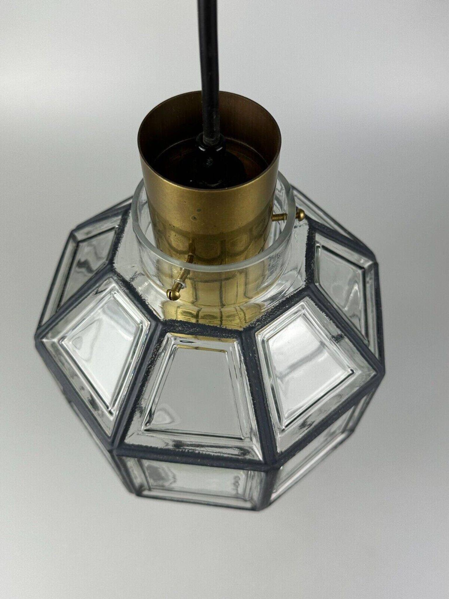 60s 70s hanging lamp by Limburg Leuchten Germany glass brass Space Age