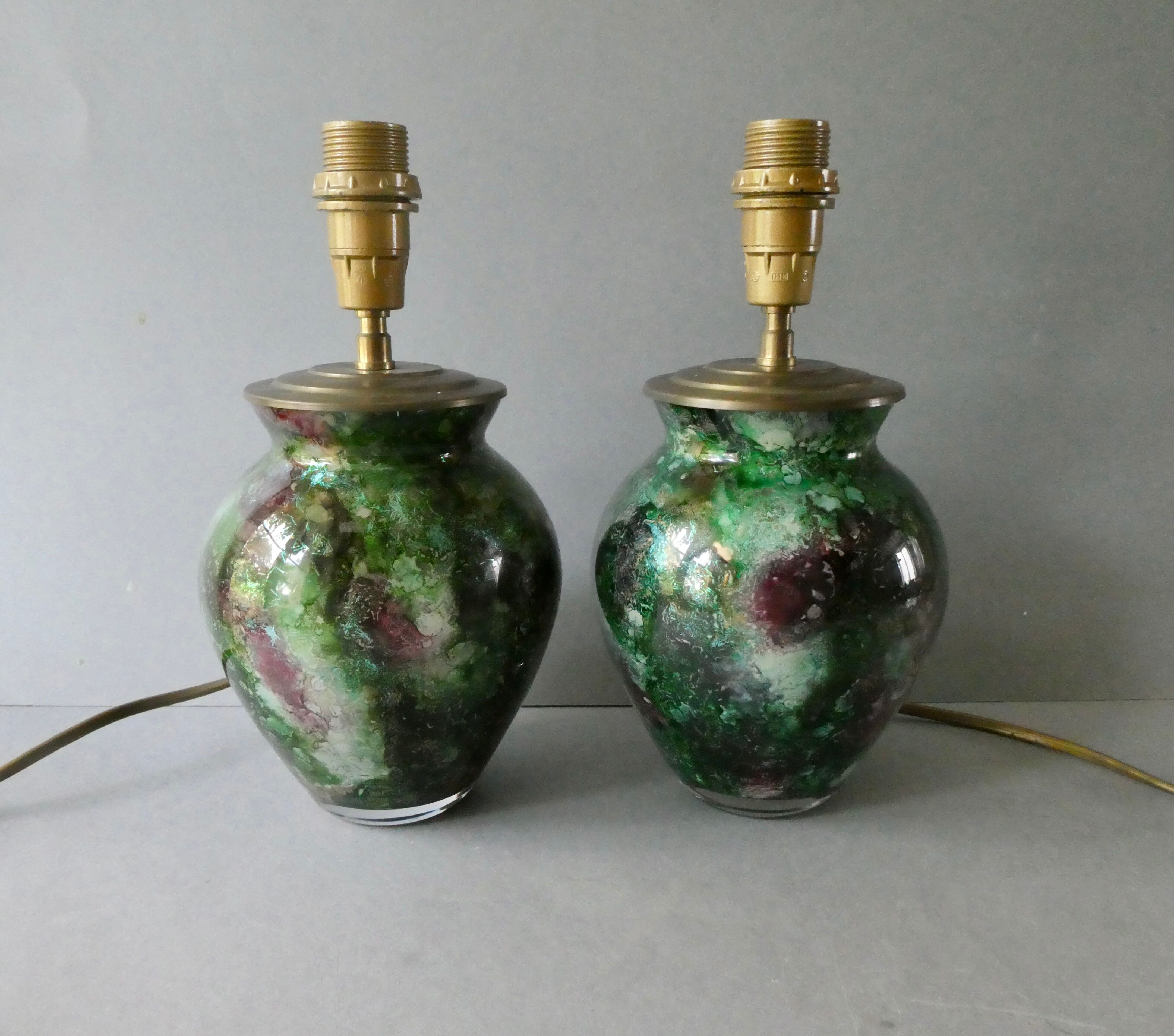 Pair of lamp bases Lacquer Line France 70s 80s