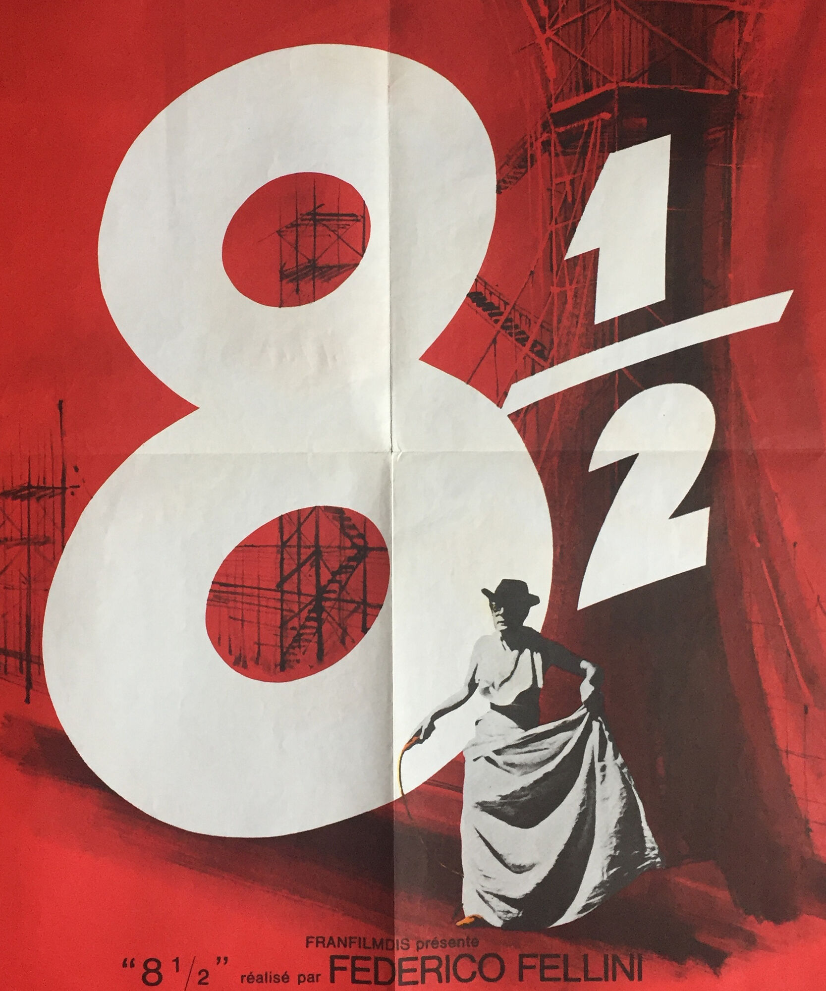Poster "Eight and a half" Federico Fellini, Marcello Mastroianni 60x80cm 70's