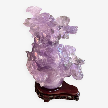 China, covered pot in amethyst quartz floral sculpture 20th century