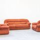 Vintage living room, club style, composed of a 3-seater sofa and 2 armchairs, 1970s
