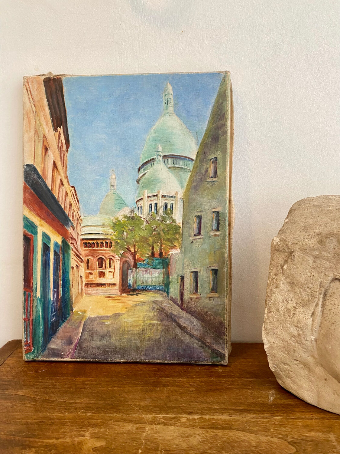 Oil on canvas view of Montmartre