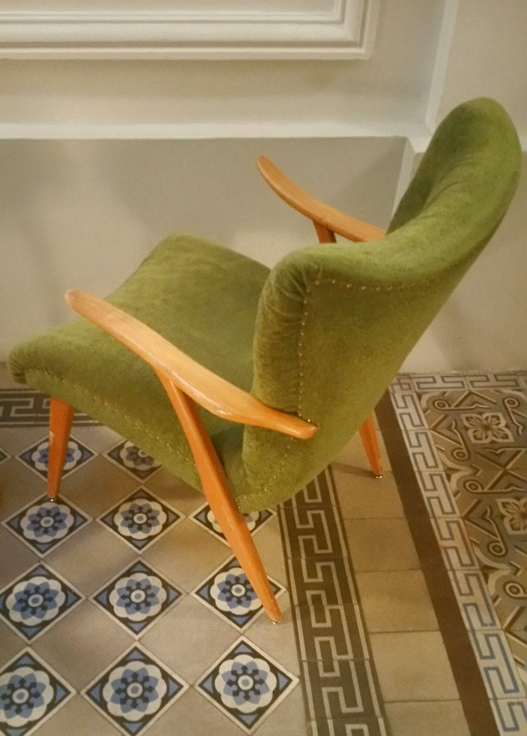 Pair of Wing chairs  Zig Zag scandinavian 50 60s