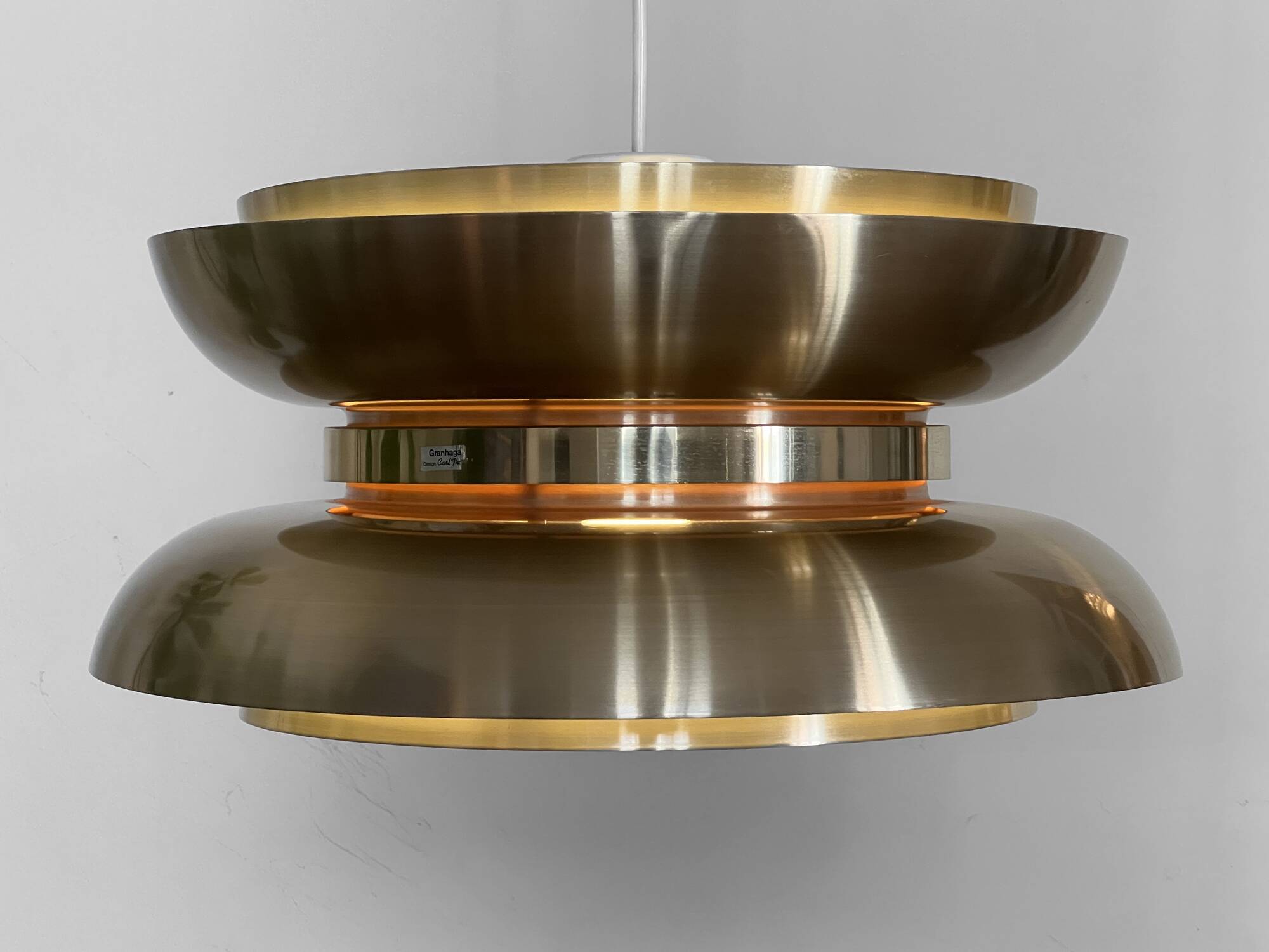 Golden pendant light by Carl Thore for Granhaga Metall. Sweden 1970s