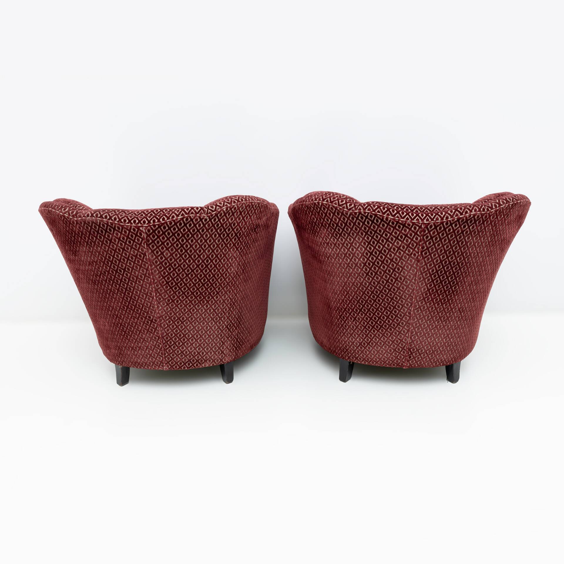 Pair of Gio Ponti Mid-Century Modern Velvet Armchairs for Casa e Giardino
