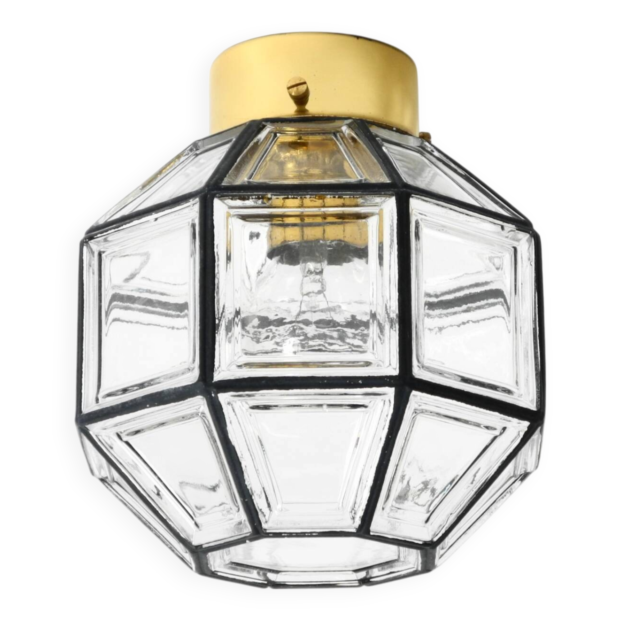 Beautiful 1970s Limburg glass ceiling lamp in octagon shape