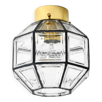 Beautiful 1970s Limburg glass ceiling lamp in octagon shape