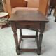Small stool, side table or bedside table in solid wood with turned legs.