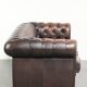 Brown cowhide leather Chesterfield 3-seater sofa in English style