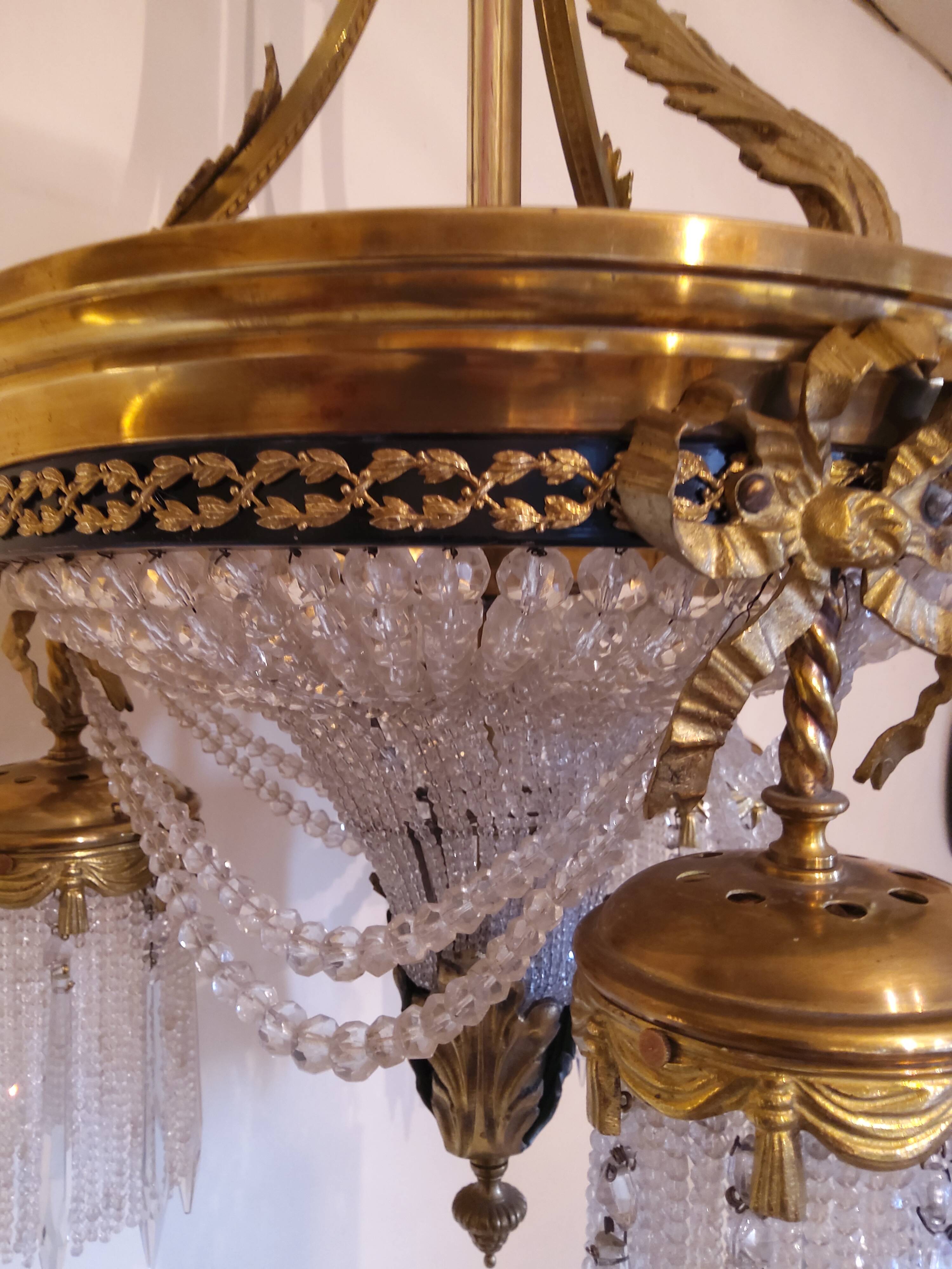 Lustre panier ancien en bronze