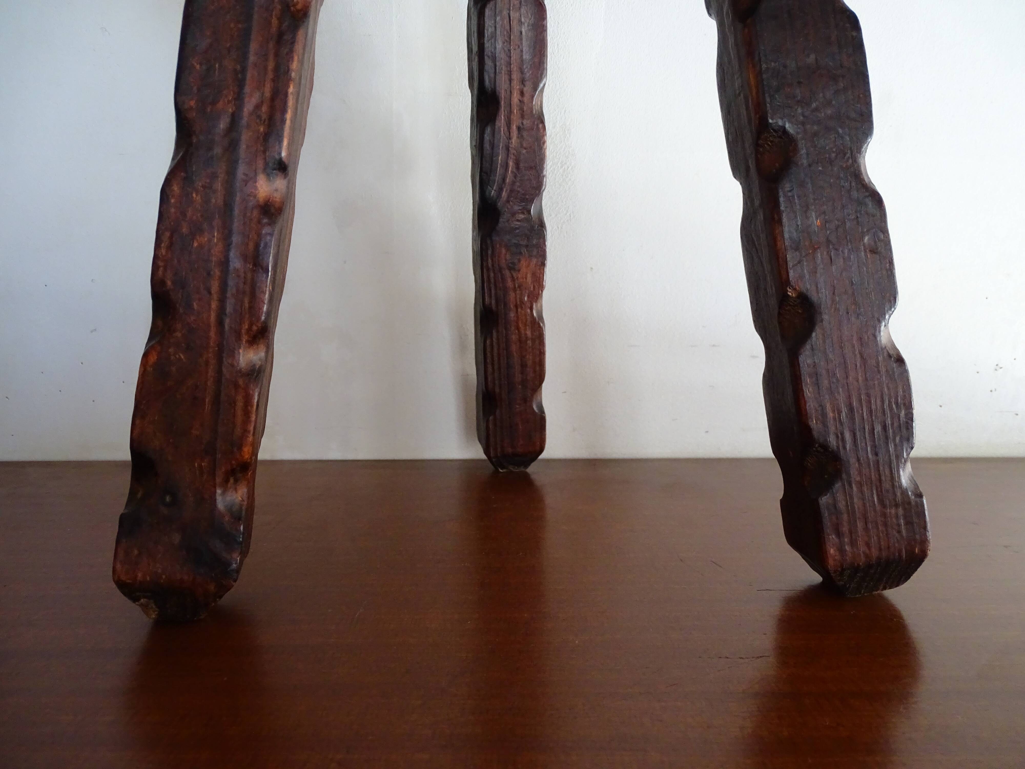 Stool feet tripod brutalist wood