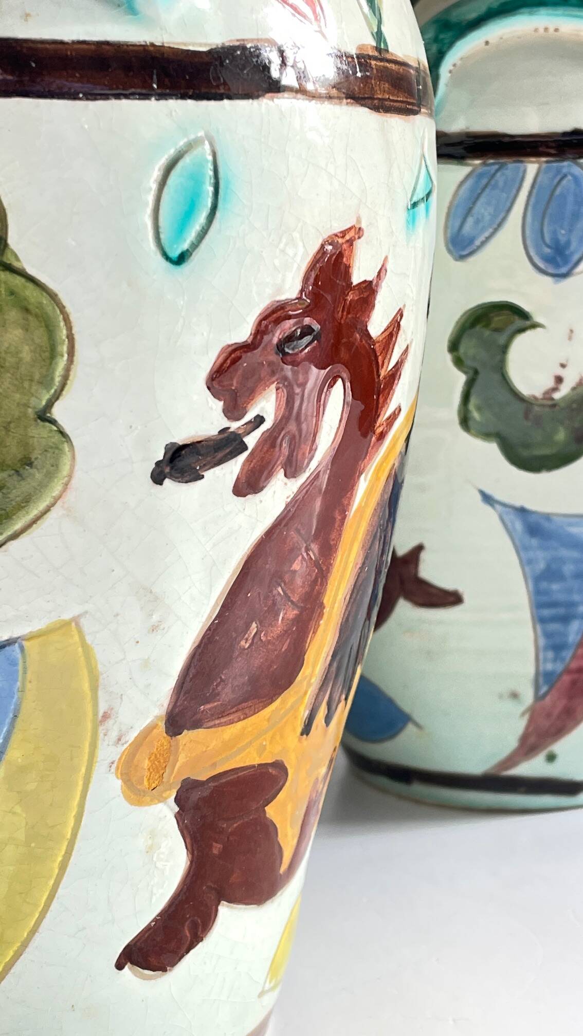 Vases vintage italy motif dragon