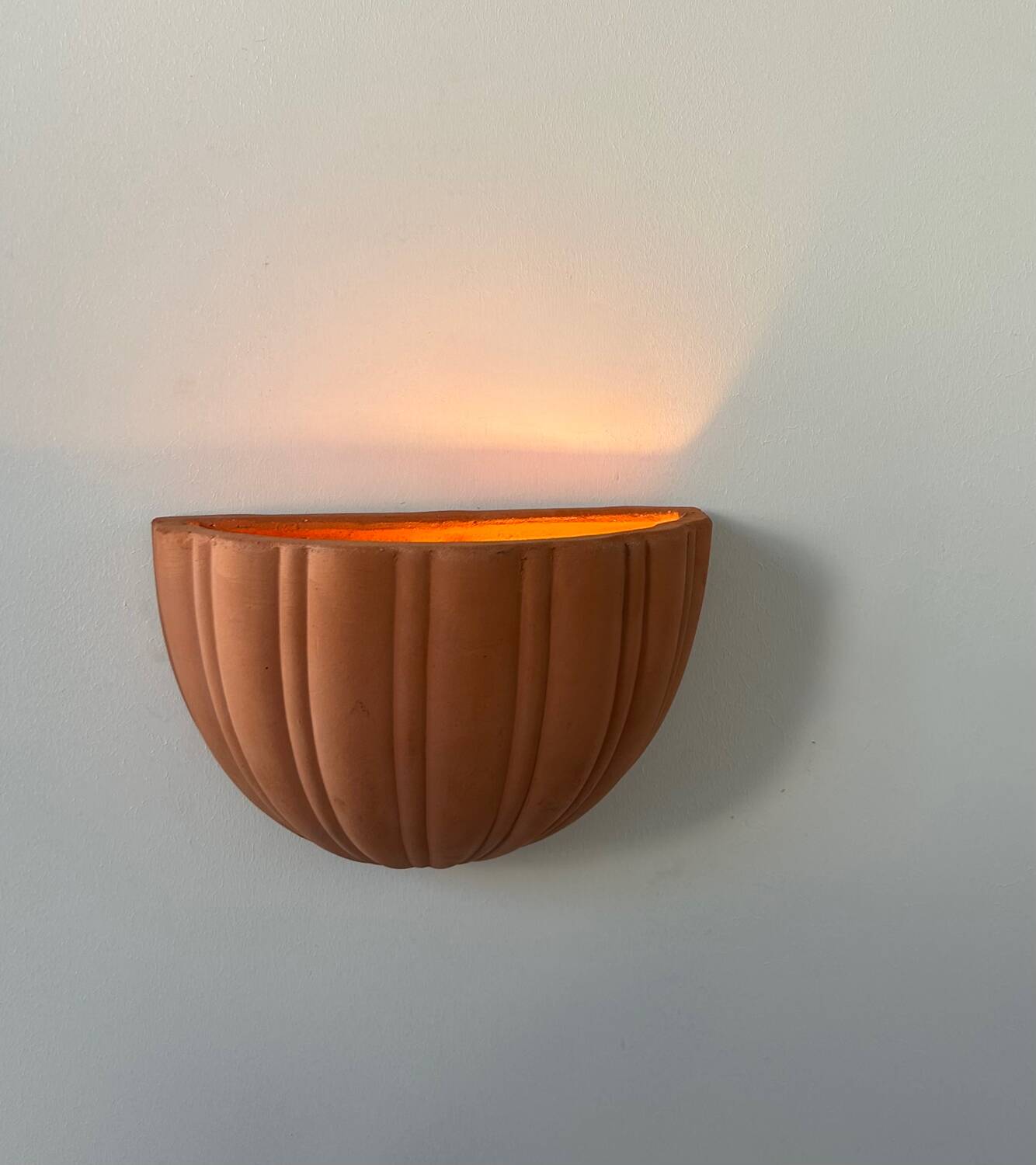 Vintage terracotta shell wall light, France 1960s