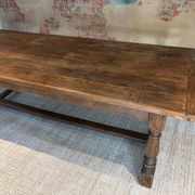Table de cuisine réfectoire en chêne, années 1940