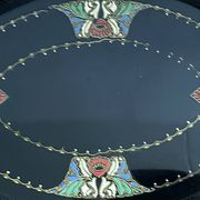 Art Deco black enameled serving tray with decoration