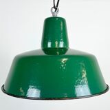 Industrial Green Enamel Pendant Lamp, 1960s