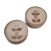 Set of 12 flat plates in vintage stoneware 1970