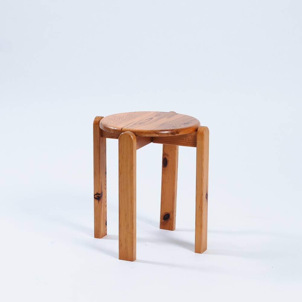 Pinewood stool, in manner of Rainer Daumiller
