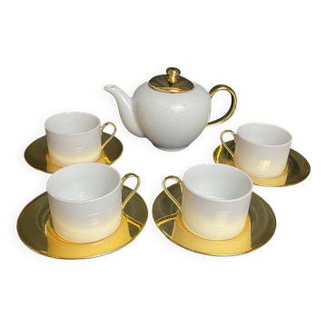 Tableware coffee and tea service 5 pieces Geneviève Lethu 20th century