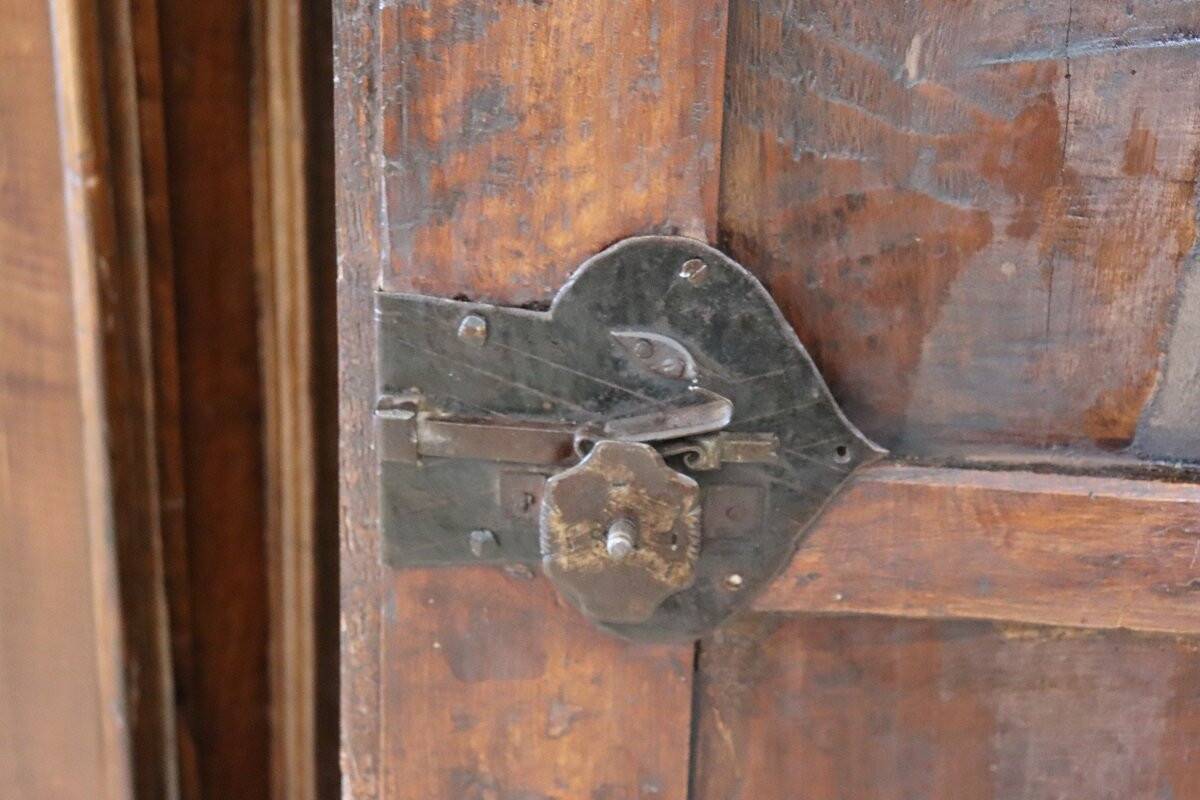 Pair of antique corner cabinets, Italy 17th century restored