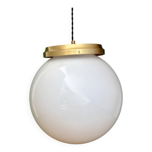 Suspension globe vintage - opaline blanche