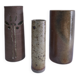trois vase rouleau grès vintage
