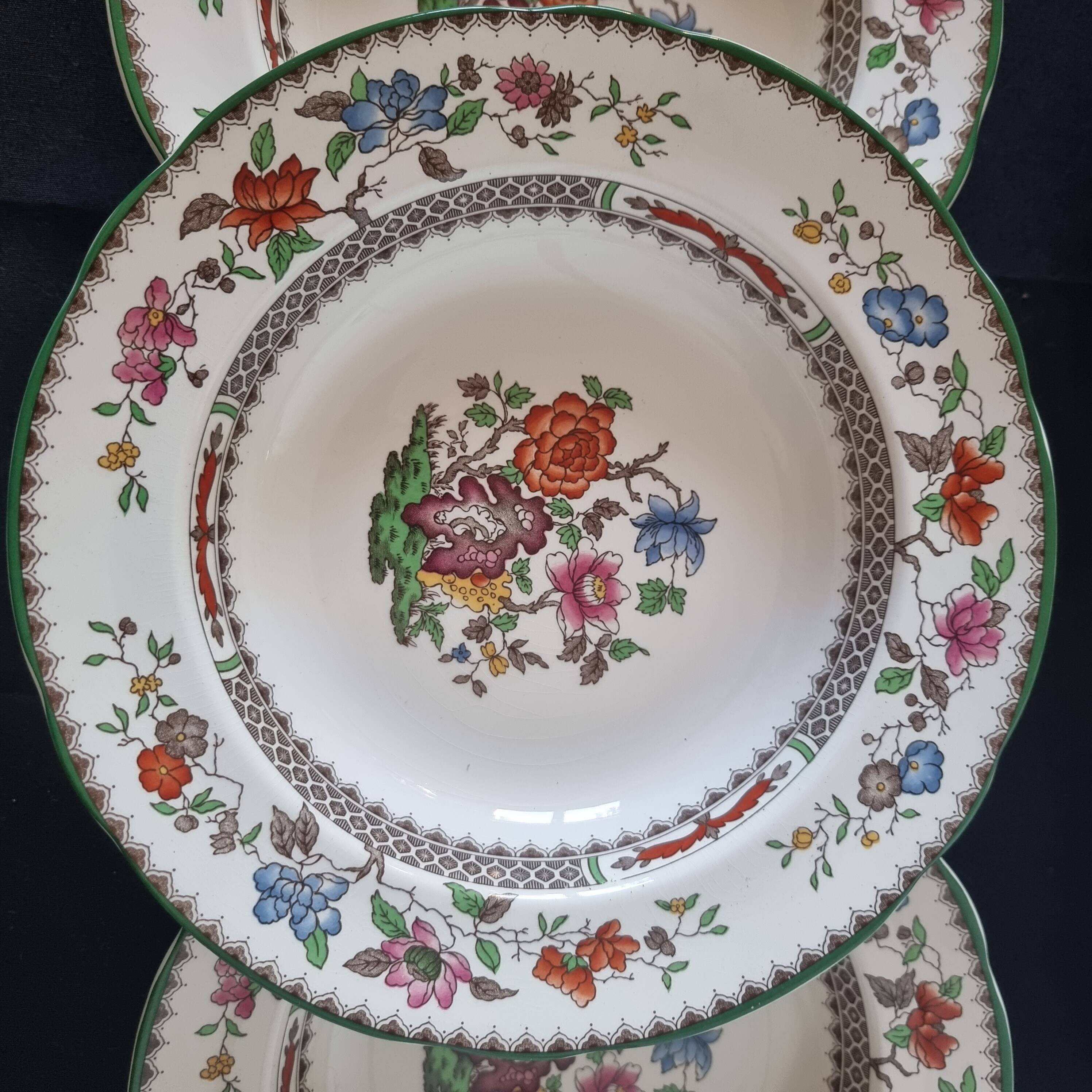 Set of 6 Copeland Spode English porcelain soup plates "Rose de