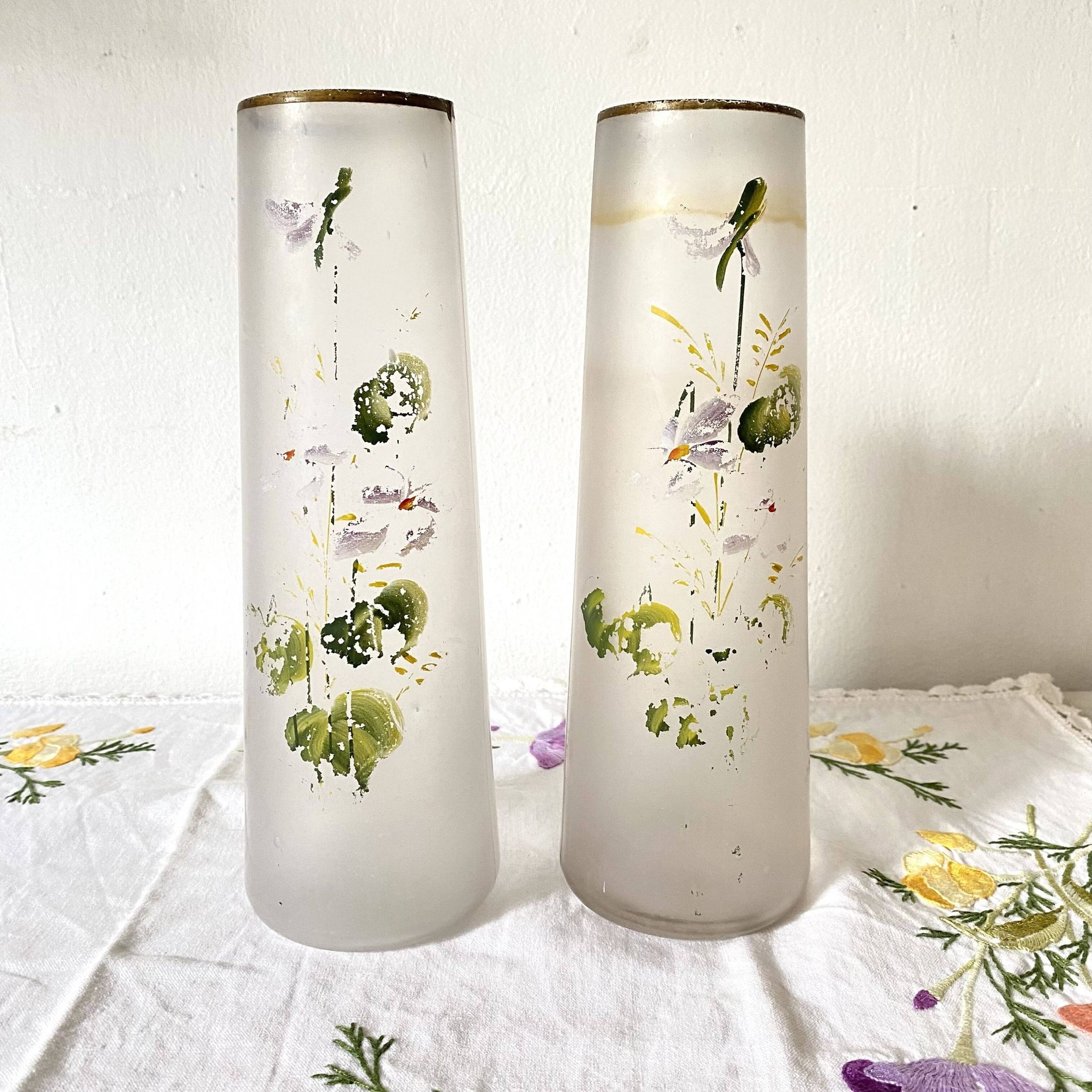 Pair of antique glass paste vases