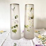 Paire de vases anciens  en pâte de verre