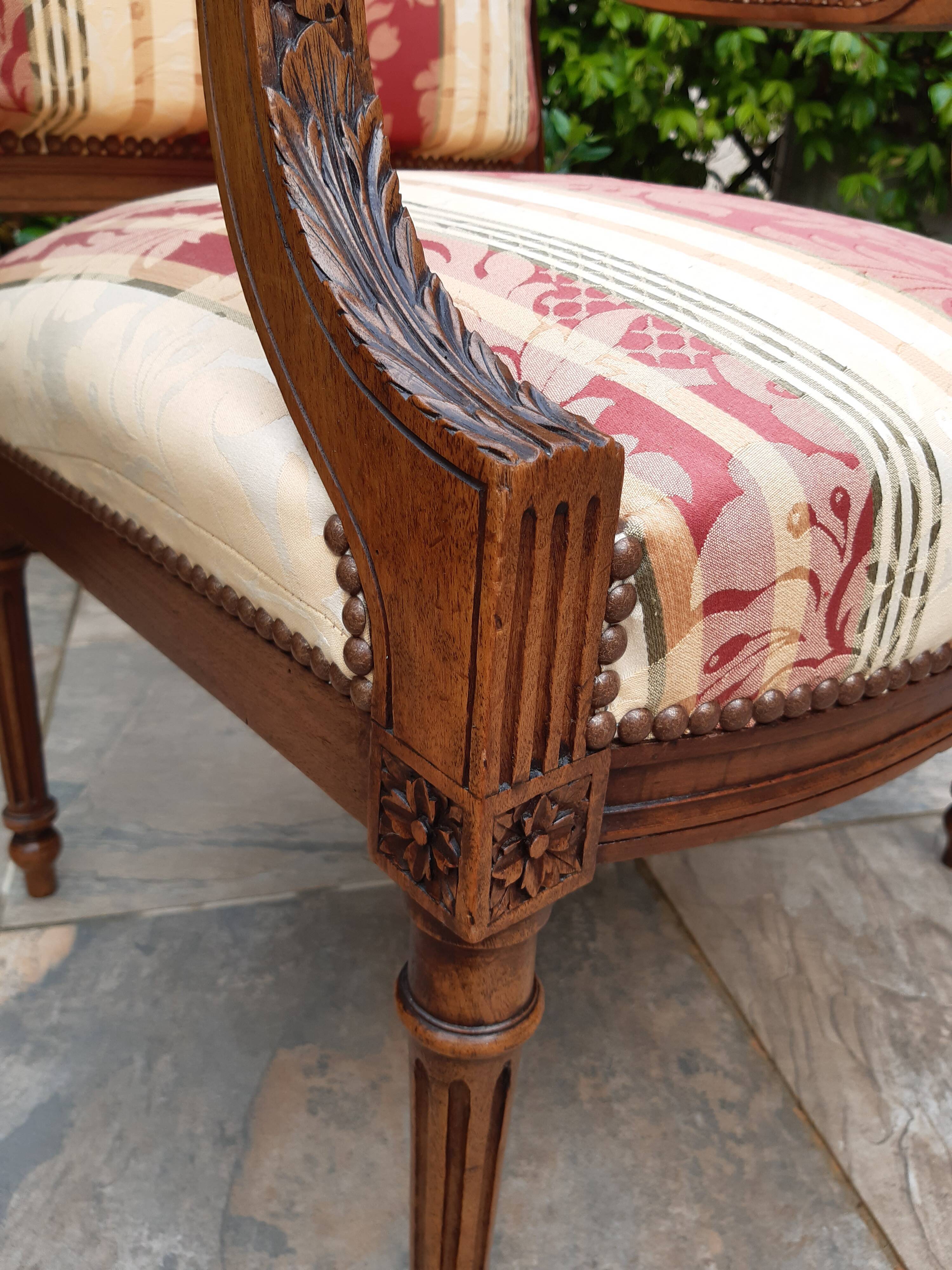 Walnut chair, LouisXVI style, late 19th