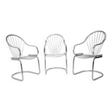 Midcentury set of three chrome dining chairs