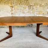 Extendable Scandinavian style dining table with double elongations by Maison Ducau, Circa 1970