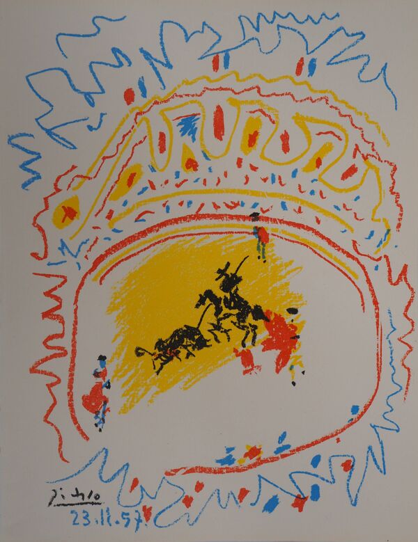 Pablo picasso : la petite corrida - lithographie signée