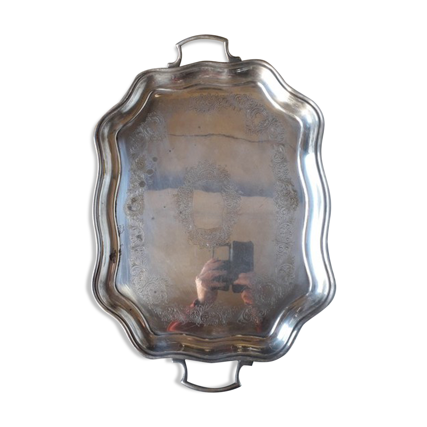 Tray in silver metal