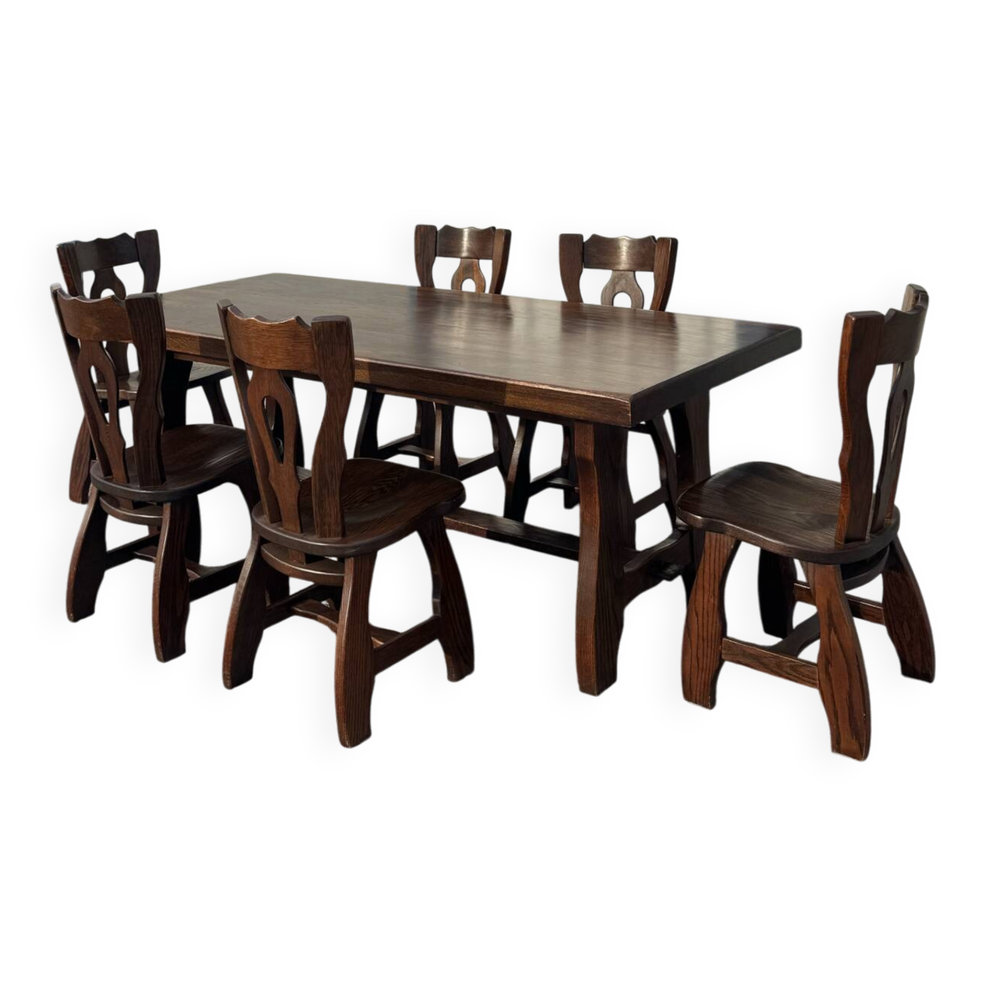 Dining table and 6 chairs by Guillerme and Chambron