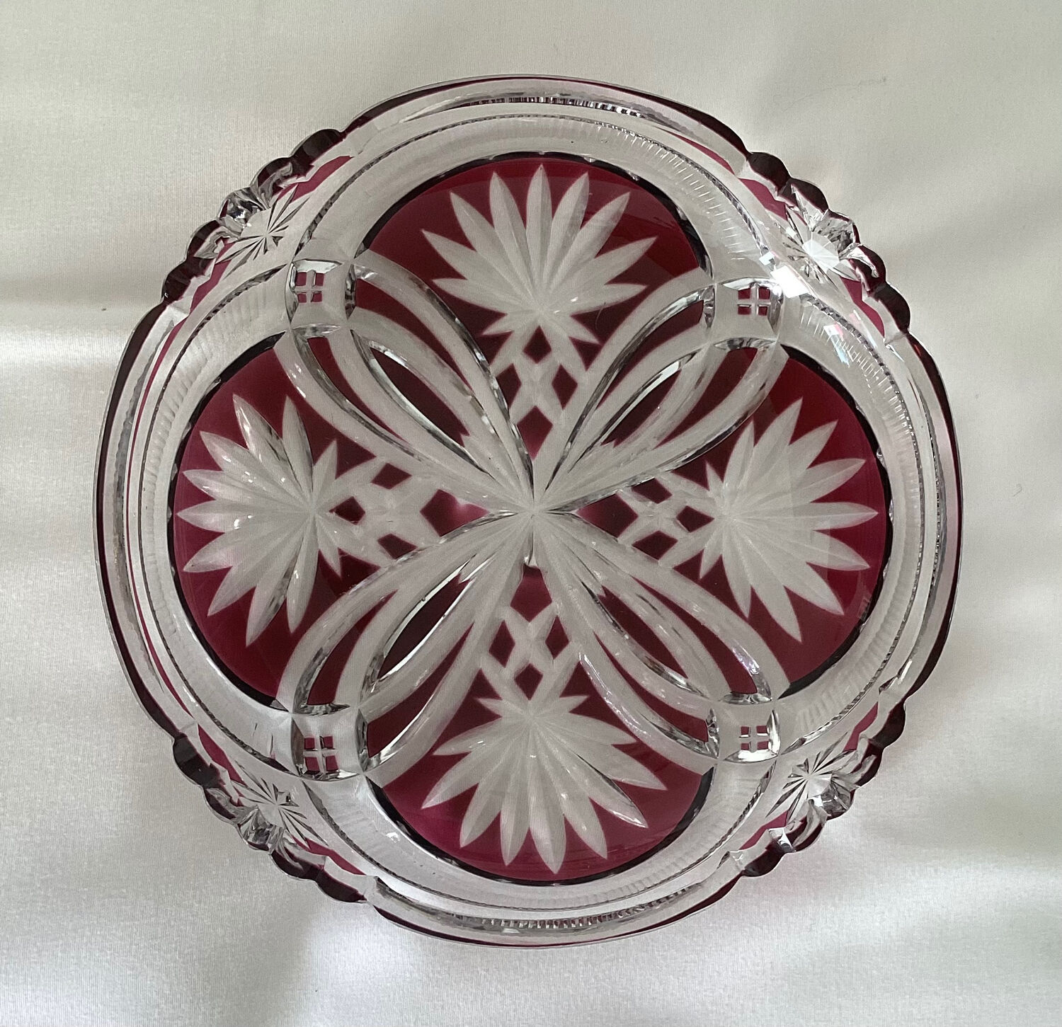 Empty pocket, red cut crystal bowl