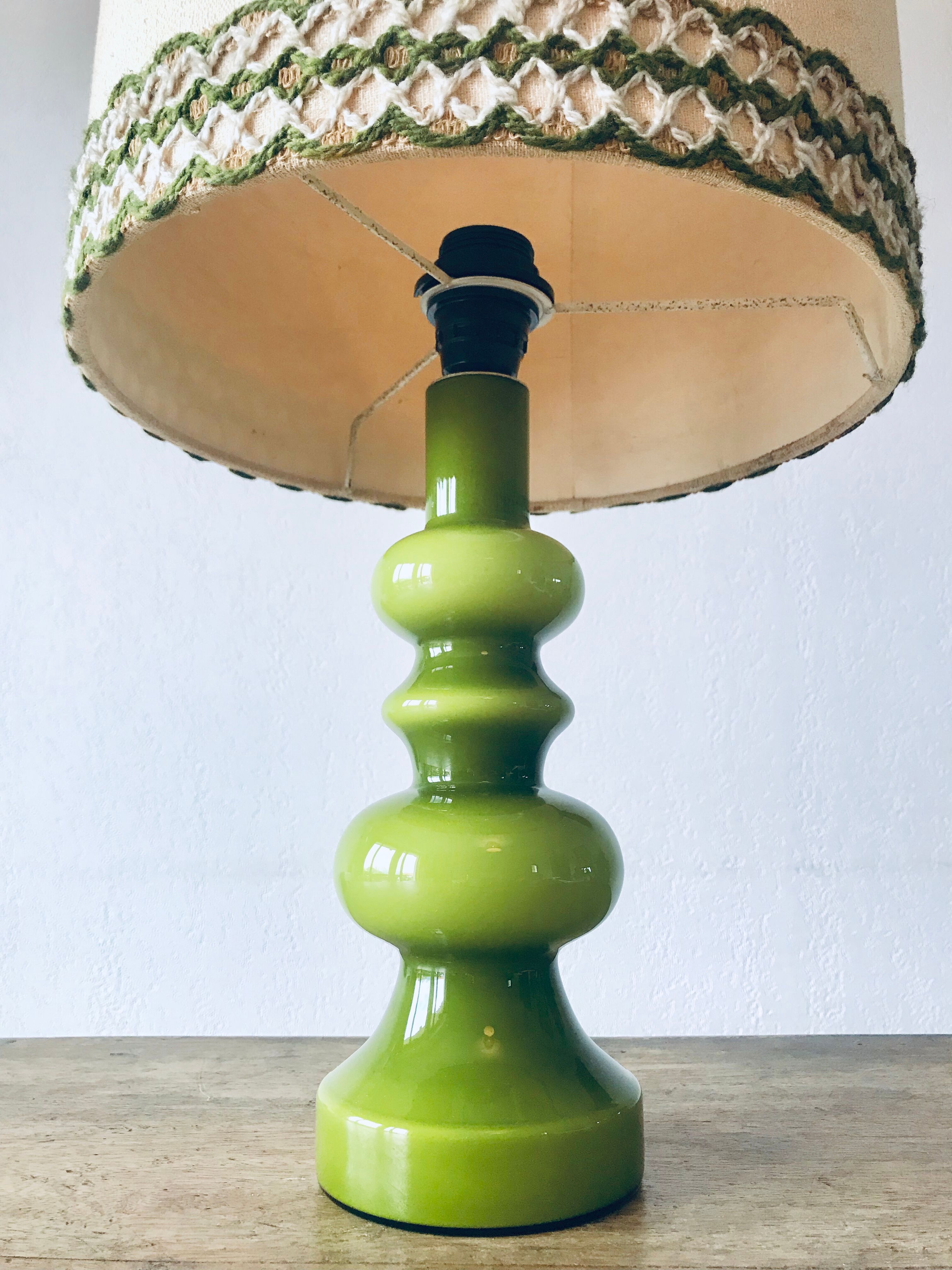 Vintage green glass lamp