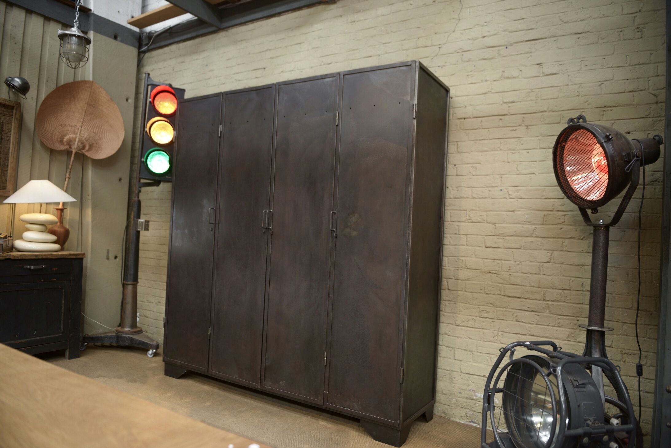 Industrial cabinet 4 doors in metal 1950