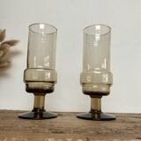 6 smoked glass flutes