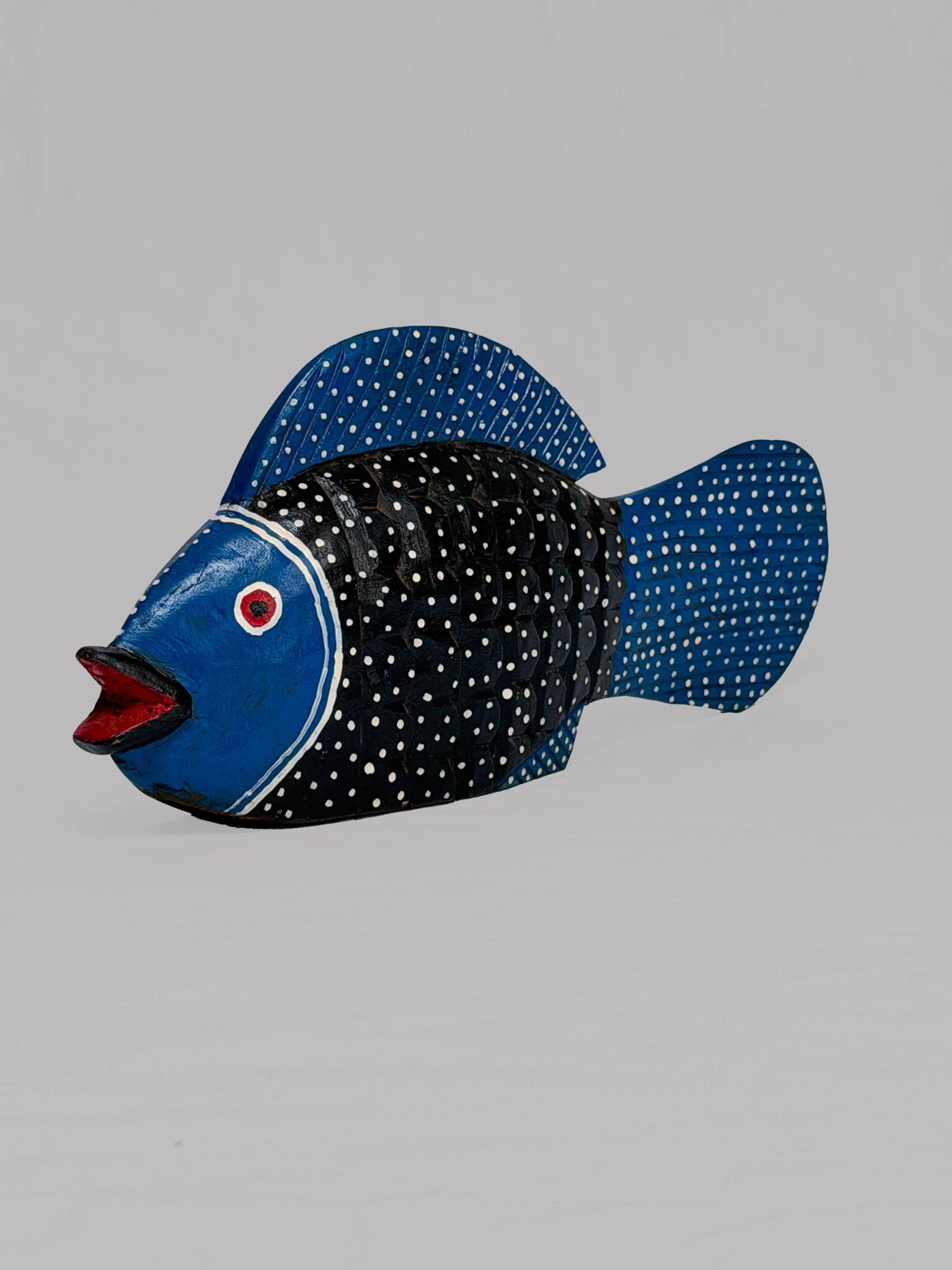 Poisson Bozo en bois peint (Mali)