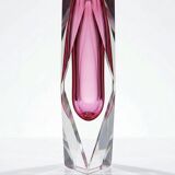 Faceted submerged vase Murano pink glass and crystal from the 1950s-60s.
