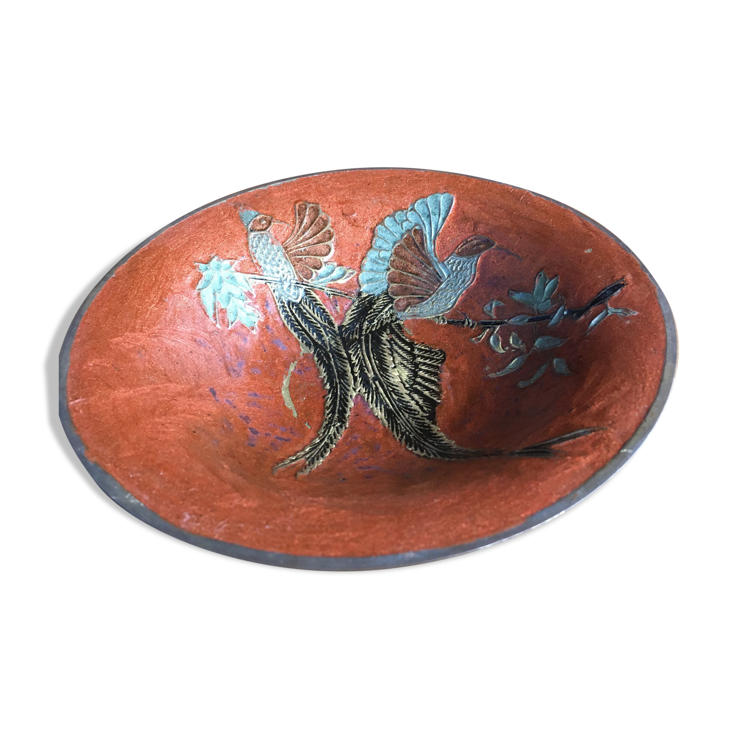 Painted metal trinket bowl