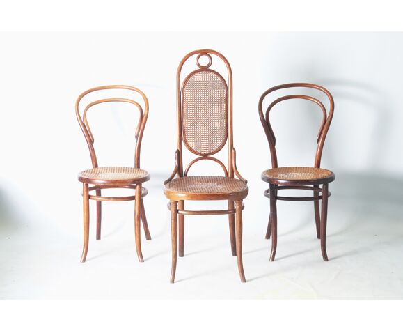Lot de 3 chaises 'Long John' vers 1860 - Thonet, 2 no.14 et un no.17