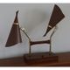 Vintage desk lamp double casserole in metal and brass, 1960