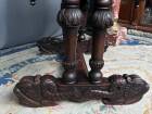 Ancient Flemish Gothic desk. Solid oak with richly carved dolphins.