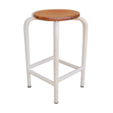 Vintage metal and wood workshop stool