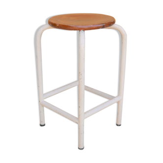 Vintage metal and wood workshop stool