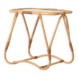 Bamboo Coffee Table with Frosted Glass