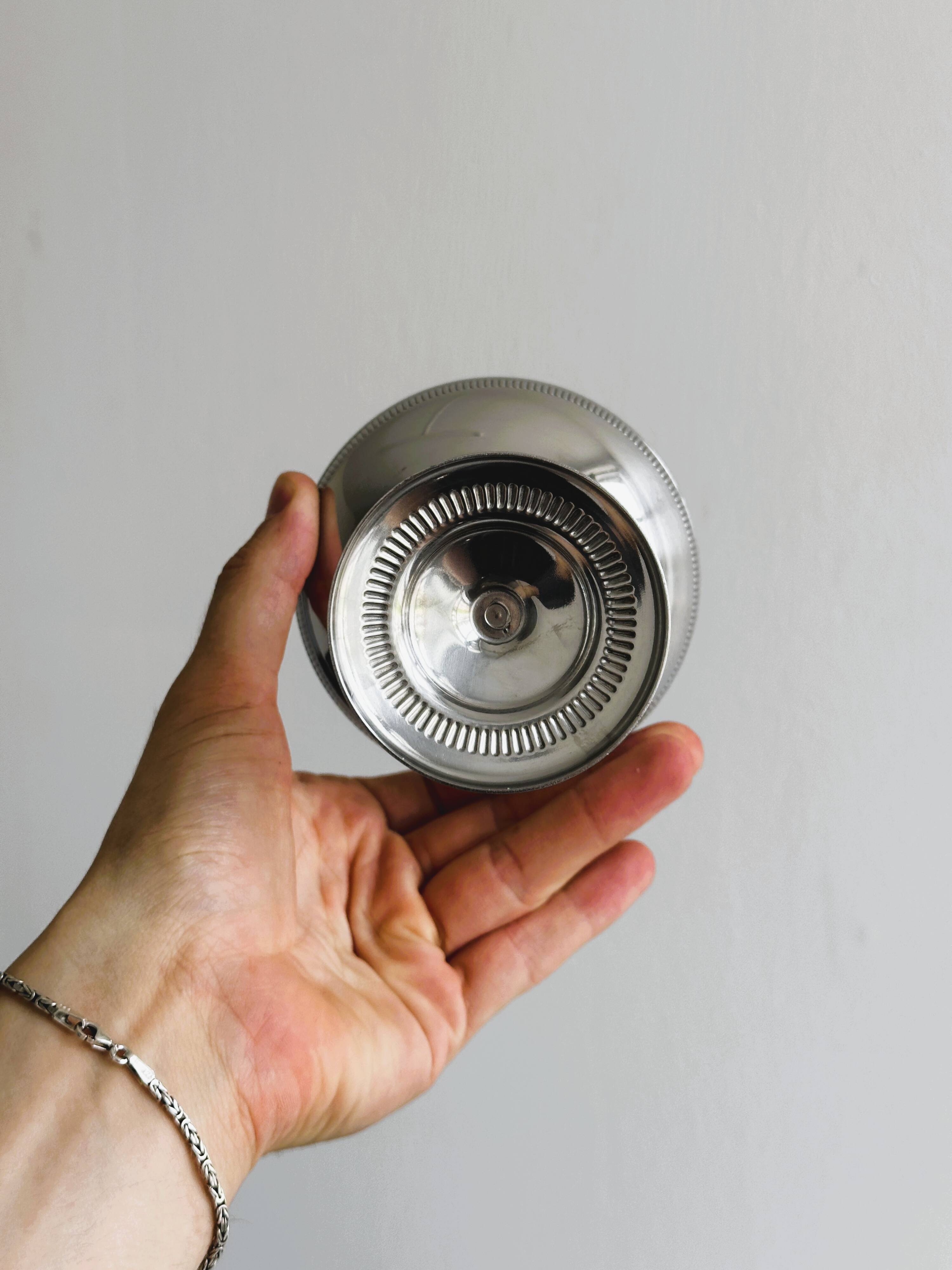 5 silver-plated metal cups