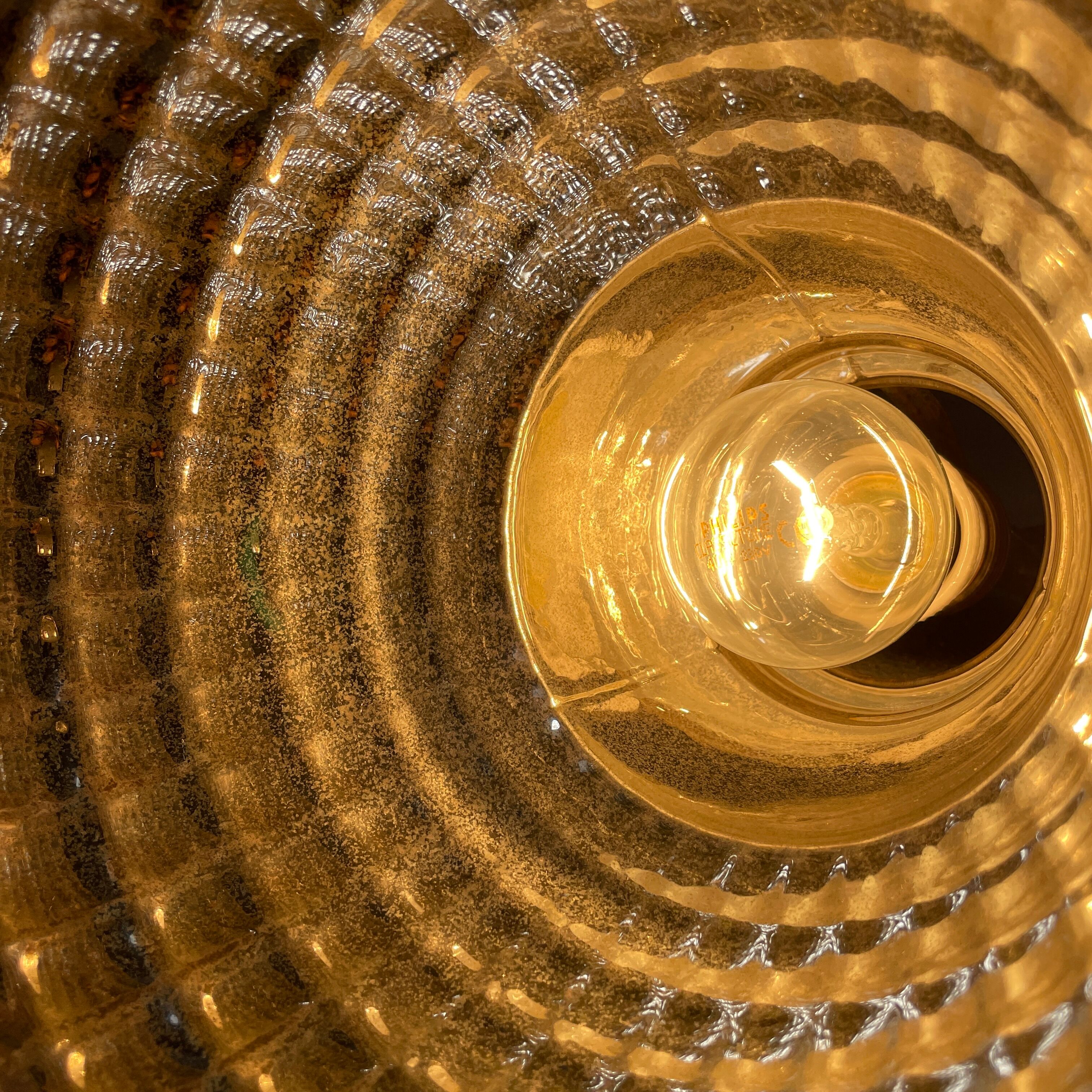 Old mercury glass hanging lamp with brass fixture